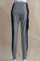 Blugi Dama Cargo, cu Buzunare Laterale, si Talie Inalta, Charline, Jeans Negru cu French Terry Gri