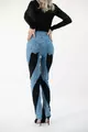 Blugi de Dama cu Push-up, model Spirala din Jeans Albastru si Material Negru,Slim Fit cu Talia Inalta, SPRING STORY, Albastru
