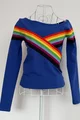 Bluza de Dama, cu Maneci Lungi si Model Rainbow, Cynty, Albastra