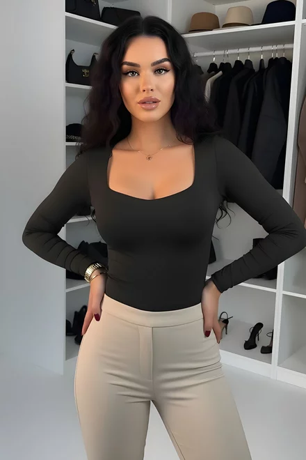 Bluza de Dama, din Lycra, Elastica, Elysya, Neagra