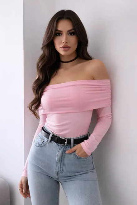 Bluza de Dama, din Lycra, pe Umeri, Glacianna, Roz