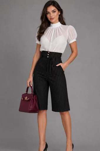 Bluza de Dama, din Voal, cu Maneca Scurta, Norway, Ivoire