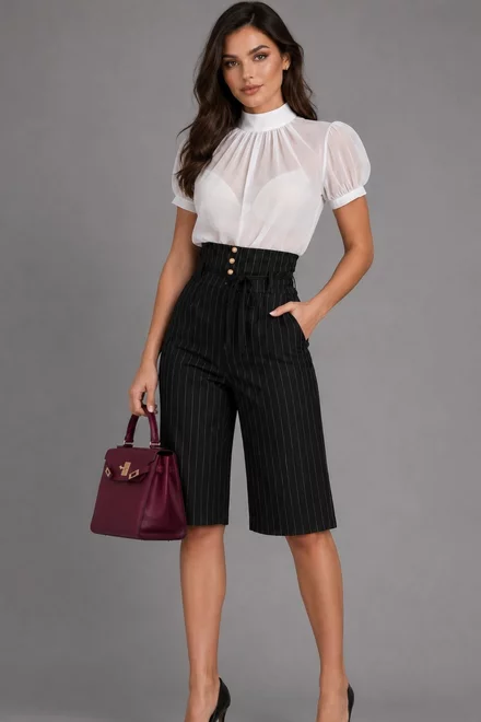 Bluza de Dama, din Voal, cu Maneca Scurta, Norway, Ivoire
