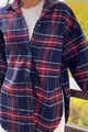 Camasa Casual de Dama Oversize, in Carouri, Blue and Red Plaid