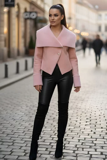 Cojoc de Dama ,cu Inchidere Nasturi ,Alira ,Roz Pudra