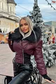 Cojoc de Dama, din Piele Ecologica, Matlasat, cu Guler Detasabil, Skyfall, Burgundy