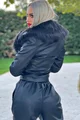 Cojoc din Piele Ecologica, Matlasat, cu Blana Neagra Detasabila si Inchidere Fermoar, Fabulous, Negru