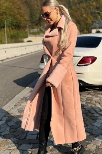 Cojoc Midi, de Dama, cu Inchidere Nasturi, Elssa, Roz Pudra