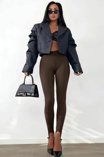 Colanti de Dama, Modelatori, cu Talie Inalta si Bretea, LexaFit, Maro