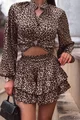 Compleu Dama, cu Print din Doua Piese, Camasa cu Maneci Maxi si Pantalon cu Voalne, Arabiana, Leopard