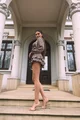 Compleu Dama, cu Print din Doua Piese, Camasa cu Maneci Maxi si Pantalon cu Voalne, Arabiana, Leopard