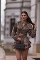 Compleu Dama, cu Print din Doua Piese, Camasa cu Maneci Maxi si Pantalon cu Voalne, Arabiana, Leopard