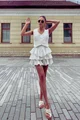 Compleu Dama, din Crep, Format din Vesta si Fusta cu Volane, si Elastic in Betelie, Greece, Ivoire