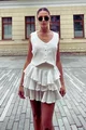Compleu Dama, din Crep, Format din Vesta si Fusta cu Volane, si Elastic in Betelie, Greece, Ivoire
