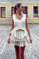 Compleu Dama, din Crep, Format din Vesta si Fusta cu Volane, si Elastic in Betelie, Greece, Ivoire