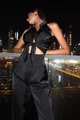 Compleu Dama, din Doua Piese,cu Pantaloni Largi cu Talie Inalta si Top Camasa fara Maneci, Intensso, Negru