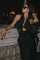 Compleu Dama, din Doua Piese,cu Pantaloni Largi cu Talie Inalta si Top Camasa fara Maneci, Intensso, Negru