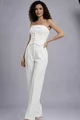 Compleu Dama, din Doua Piese, Top si Pantalon din Bistrech, Meliore, Alb