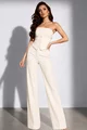 Compleu Dama din Doua Piese, Top si Pantalon din Bistrech, Santorini, Ivoire