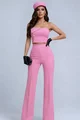 Compleu Dama ,Doua Piese , Top si Pantalon ,din Bistrech ,Josephine, Roz Bon-Bon