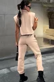 Compleu Dama, Format din Doua Piese, Vesta si Pantalon Lung Oversize, Gusse, Cappucino