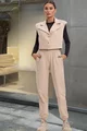 Compleu Dama, Format din Doua Piese, Vesta si Pantalon Lung Oversize, Gusse, Cappucino