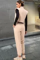 Compleu Dama, Format din Doua Piese, Vesta si Pantalon Lung Oversize, Gusse, Cappucino