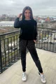 Compleu de Dama cu Pantaloni Conici si Top din Catifea, cu Strasuri Argintii, Silvered, Negru