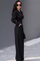 Compleu de Dama, din Bistrech, Bluza cu Brau Tip Corset si Pantalon Lejer, Sicily, Negru
