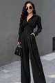 Compleu de Dama, din Bistrech, Bluza cu Brau Tip Corset si Pantalon Lejer, Sicily, Negru
