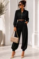 Compleu de Dama, din Bistrech, Doua Piese, Jacheta si Pantalon, Jacky, Negru