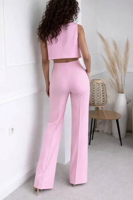 Compleu de Dama,  din Bistrech, Fusun, Vesta si Pantalon Lung, Aria, Roz