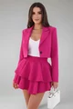Compleu de Dama, din Bistrech, Sacou Scurt si Fusta cu Volane, Hyacynth, Fuchsia