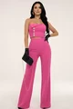 Compleu de Dama, din Bistrech, Top si Pantalon Lejer, Mallyna, Fuchsia