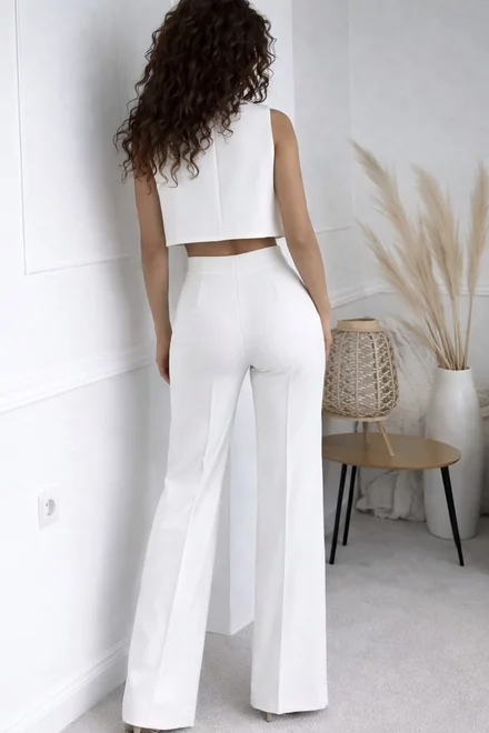 Compleu de Dama, din Bistrech, Vesta si Pantalon Lung, Sibel, Ivoire