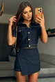 Compleu de Dama din Blug, din Doua Piese, Jacheta si Fusta Pantalon, Denique, Blue