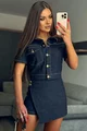 Compleu de Dama din Blug, din Doua Piese, Jacheta si Fusta Pantalon, Denique, Blue