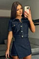 Compleu de Dama din Blug, din Doua Piese, Jacheta si Fusta Pantalon, Denique, Blue