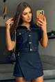Compleu de Dama din Blug, din Doua Piese, Jacheta si Fusta Pantalon, Denique, Blue