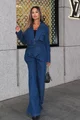 Compleu de Dama, din Denim, Doua Piese, Jacheta Scurta si Pantalon Lejer, Seniorre, Blue