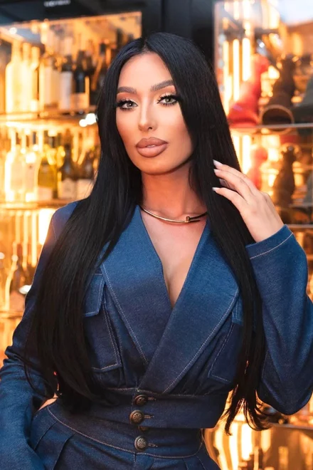 Compleu de Dama, din Denim, Doua Piese, Jacheta Scurta si Pantalon Lejer, Seniorre, Blue