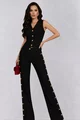 Compleu de Dama, din Denim, Doua Piese, Vesta si Pantalon Lejer, Kendall, Negru