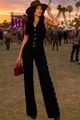 Compleu de Dama, din Denim, Doua Piese, Vesta si Pantalon Lejer, Kendall, Negru
