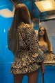 Compleu de Dama, din Doua Piese, Camasa cu Maneci Lungi Bufante si Fusta Pantalon cu Volane, Vaianna, Animal Print