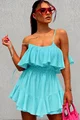 Compleu de Dama, din Doua Piese, Fusta Pantalon si Top, Velly, Aqua