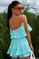 Compleu de Dama, din Doua Piese, Fusta Pantalon si Top, Velly, Aqua