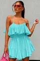 Compleu de Dama, din Doua Piese, Fusta Pantalon si Top, Velly, Aqua