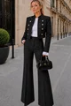 Compleu de Dama, din Doua Piese, Jacheta si Pantalon din Bistrech, Valiente, Negru