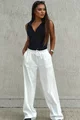 Compleu de Dama, din Doua Piese, Pantalon cu Betelie Dubla si Vesta, Hellyore, Alb-Negru