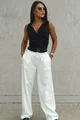 Compleu de Dama, din Doua Piese, Pantalon cu Betelie Dubla si Vesta, Hellyore, Alb-Negru